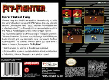 Pit-Fighter (USA) box cover back